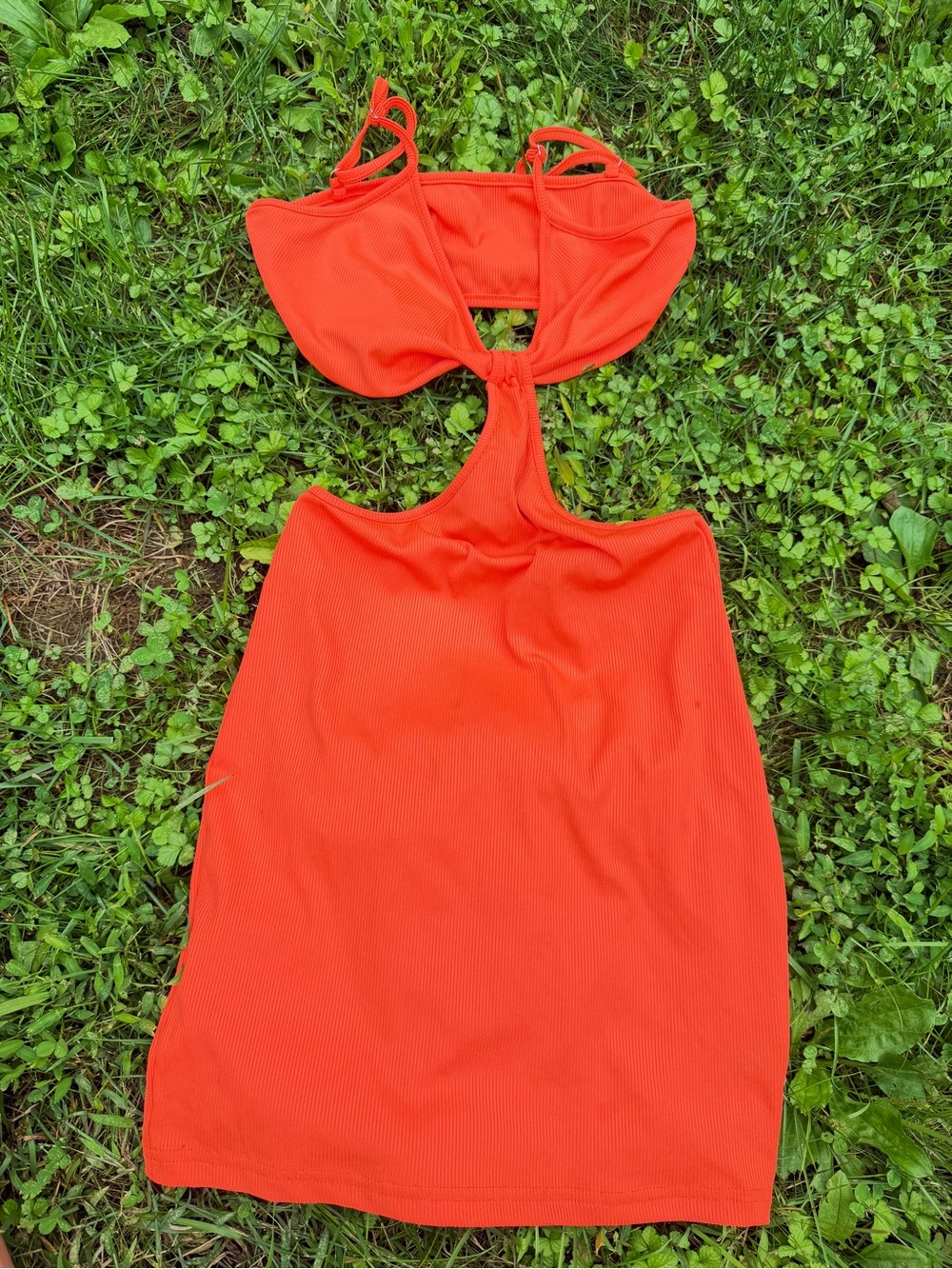 SHEIN Bright Orange Cutout Crop Bodycon Top